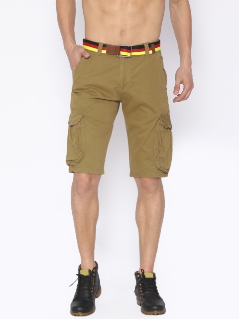 

FIFTY TWO Men Khaki Solid Regular Fit Cargo Shorts