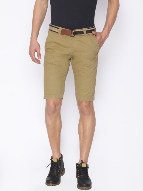 

FIFTY TWO Men Khaki Solid Regular Fit Chino Shorts