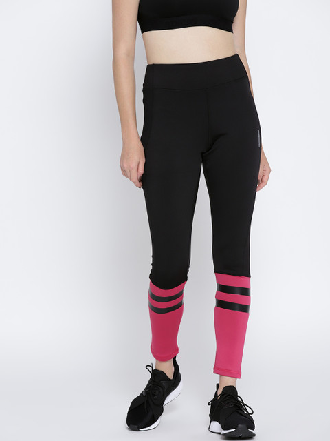 

Sweet Dreams Women Black & Pink Colourblocked Workout Tights
