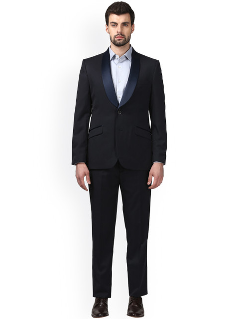 

Raymond Men Navy Blue Single-Breasted Regular Fit Party Suit