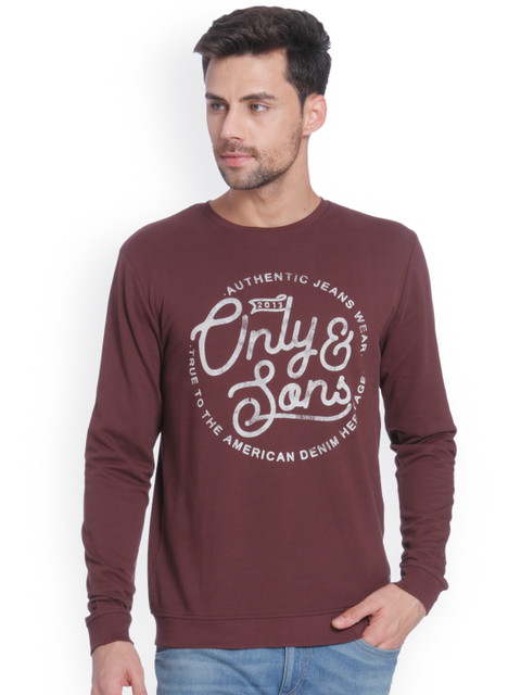 

ONLY & SONS Men Purple Printed Sweatshirt