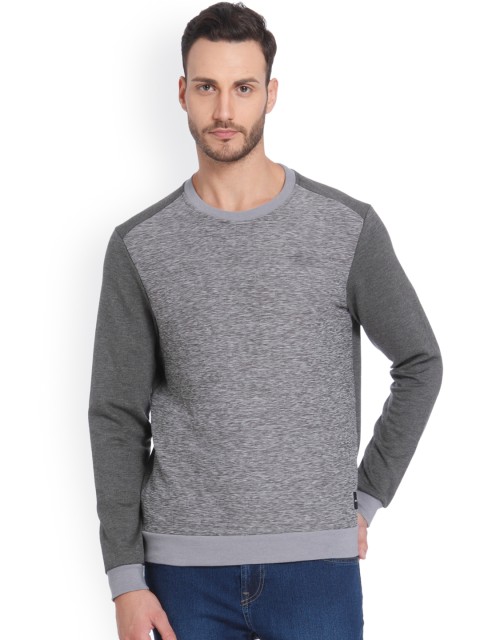 

ONLY & SONS Men Grey Melange Solid Sweatshirt