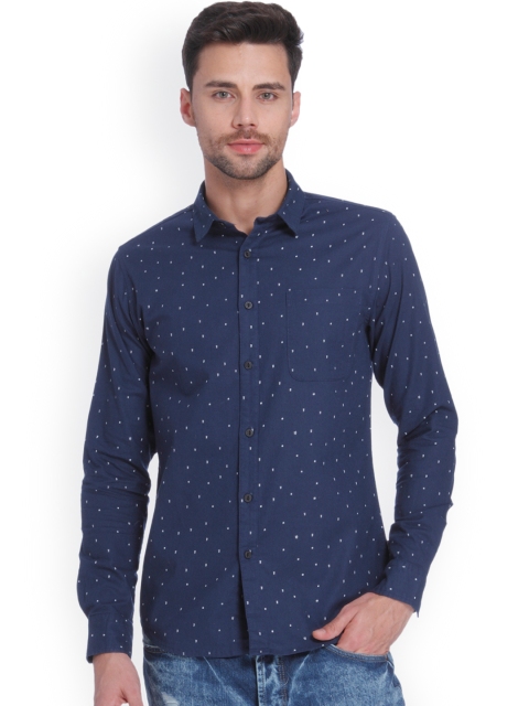 

ONLY & SONS Men Navy Blue Slim Fit Printed Casual Shirt