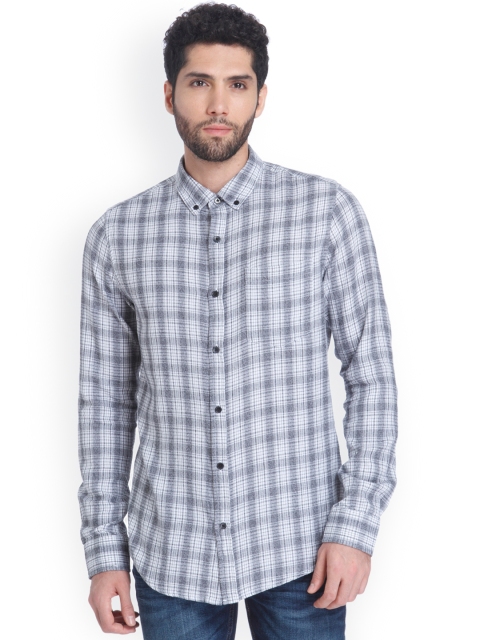 

ONLY & SONS Men Black & White Slim Fit Checked Casual Shirt