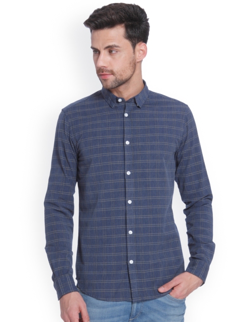 

ONLY & SONS Men Blue Slim Fit Checked Casual Shirt