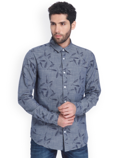 

ONLY & SONS Men Blue Slim Fit Printed Casual Shirt