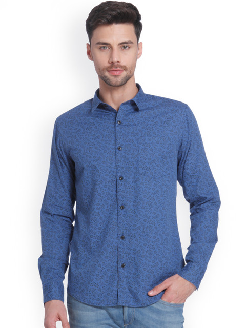 

ONLY & SONS Men Blue Slim Fit Printed Casual Shirt