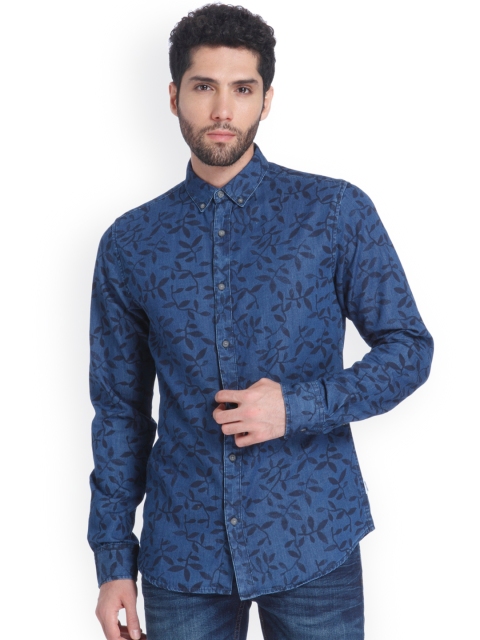 

ONLY & SONS Men Blue Standard Regular Fit Printed Casual Shirt