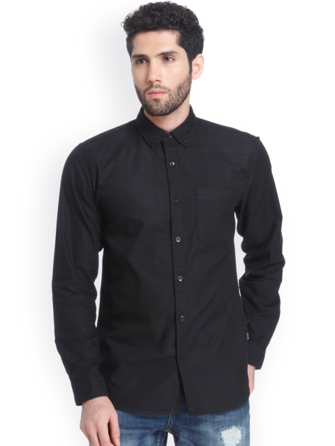 

ONLY & SONS Men Black Slim Fit Solid Casual Shirt