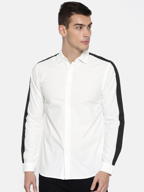 

ONLY & SONS Men White Slim Fit Solid Casual Shirt