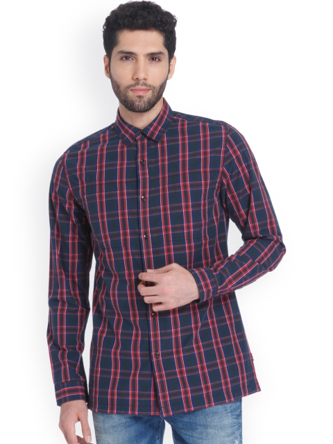 

ONLY & SONS Men Blue & Red Slim Fit Checked Casual Shirt