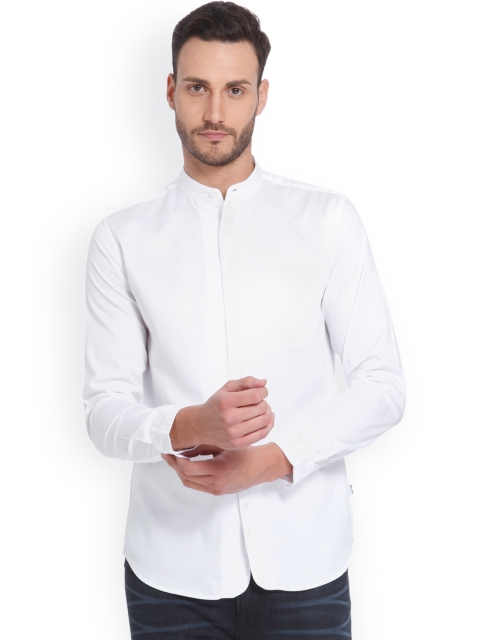 

ONLY & SONS Men White Slim Fit Solid Casual Shirt