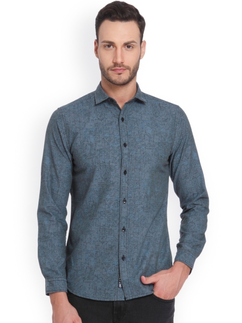 

ONLY & SONS Men Grey Slim Fit Self Design Casual Shirt