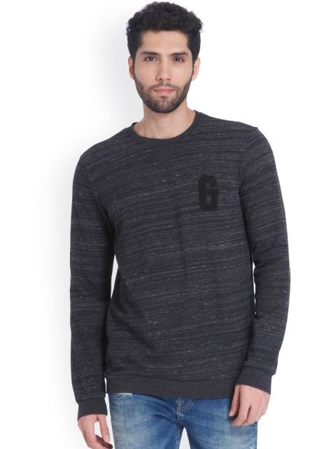 

ONLY & SONS Men Charcoal Grey Solid Sweatshirt