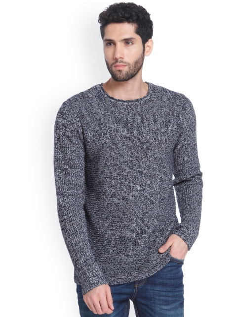 

ONLY & SONS Men Navy Blue & Grey Self Design Sweatshirt