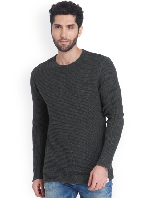 

ONLY & SONS Men Grey & Green Self Design Pullover