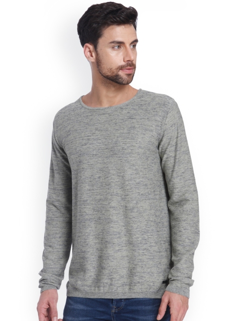 

ONLY & SONS Men Grey & Green Solid Pullover