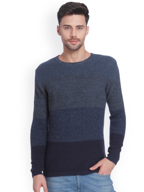 

ONLY & SONS Men Blue Striped Pullover