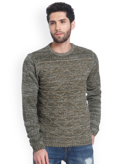 

ONLY & SONS Men Green Self-Design Pullover