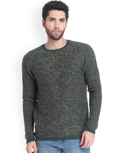

ONLY & SONS Men Green Self Design Pullover