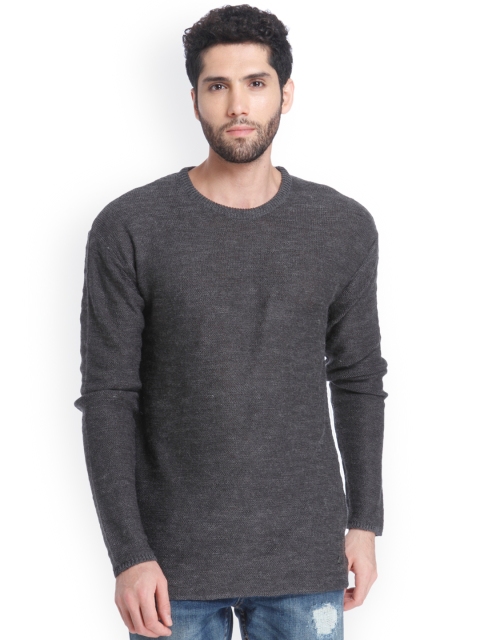 

ONLY & SONS Men Charcoal Grey Solid Pullover