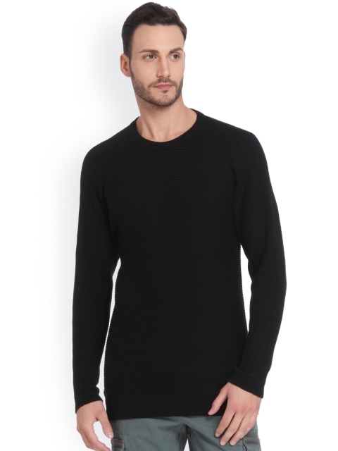 

ONLY & SONS Men Black Self-Design Pullover