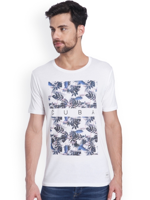 

ONLY & SONS Men White Printed Round Neck T-shirt