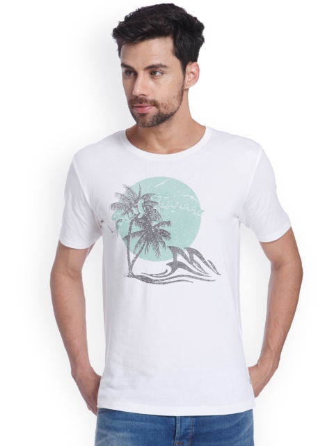 

ONLY & SONS Men White Printed Round Neck T-shirt