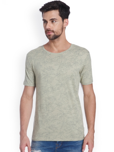 

ONLY & SONS Men Green Printed Round Neck T-shirt