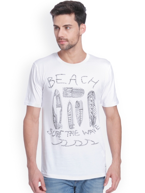 

ONLY & SONS Men White Printed Round Neck T-shirt