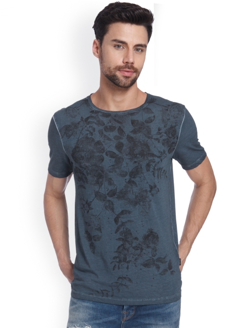 

ONLY & SONS Men Blue Dyed Round Neck T-shirt