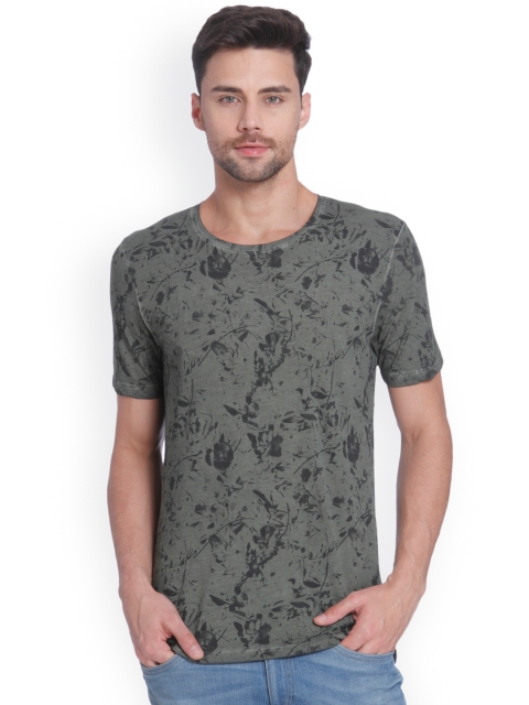 

ONLY & SONS Men Green Printed Round Neck T-shirt