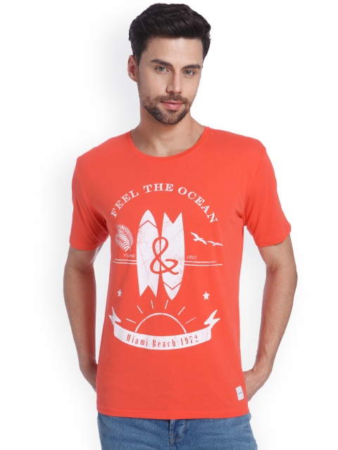 

ONLY & SONS Men Red Printed Round Neck T-shirt
