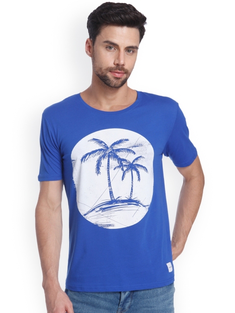 

ONLY & SONS Men Blue Printed Polo Collar T-shirt