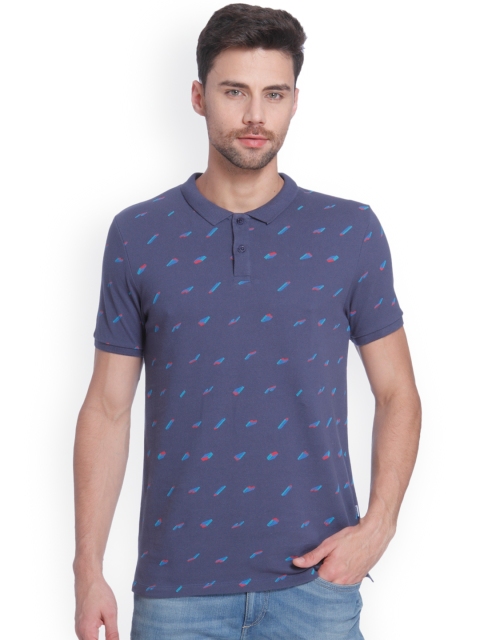 

ONLY & SONS Men Blue Printed Polo T-shirt