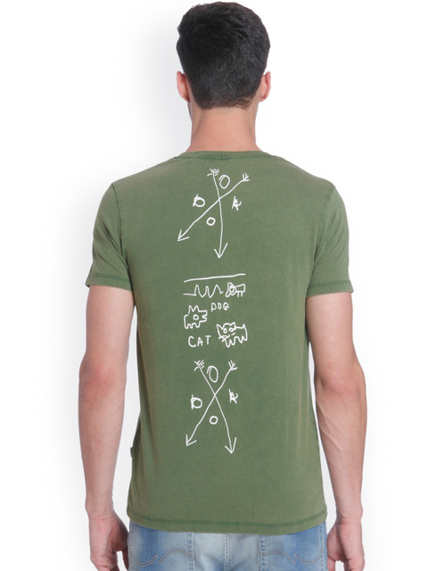 

ONLY & SONS Men Green Printed Round Neck T-shirt