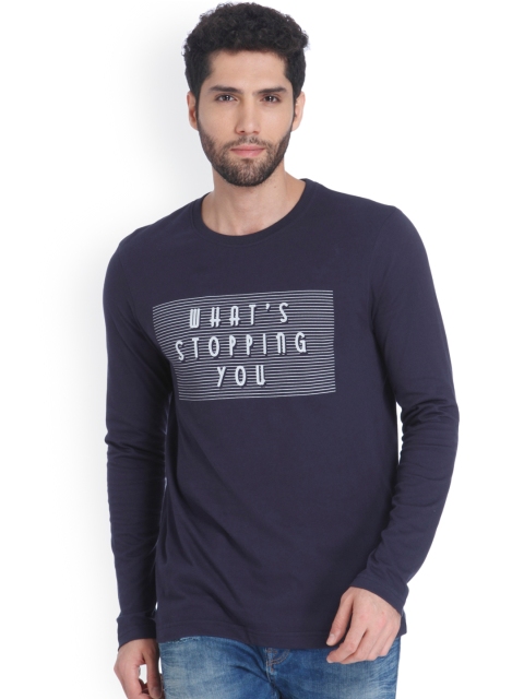 

ONLY & SONS Men Navy Blue Printed Round Neck T-shirt