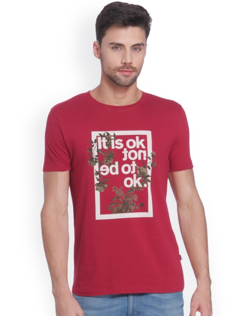 

ONLY & SONS Men Red Printed Round Neck T-shirt