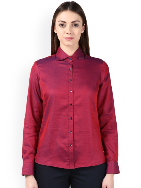 

Park Avenue Women Red Regular Fit Solid Casual Shirt