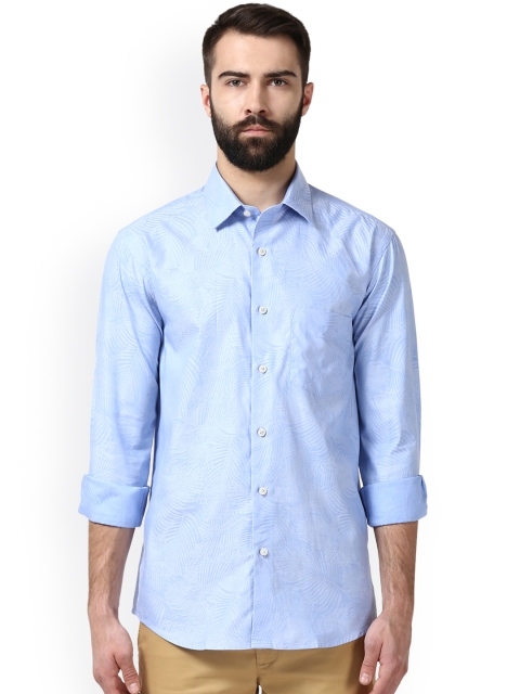 

ColorPlus Men Blue Tailored Fit Self Design Casual Shirt
