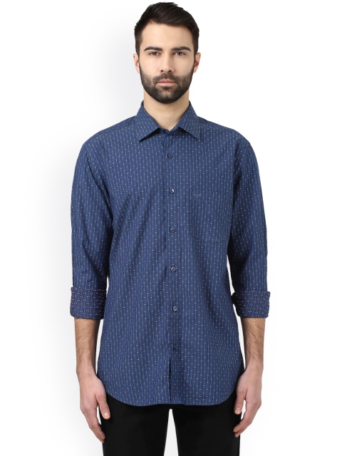 

ColorPlus Men Blue Tailored Fit Self Design Casual Shirt