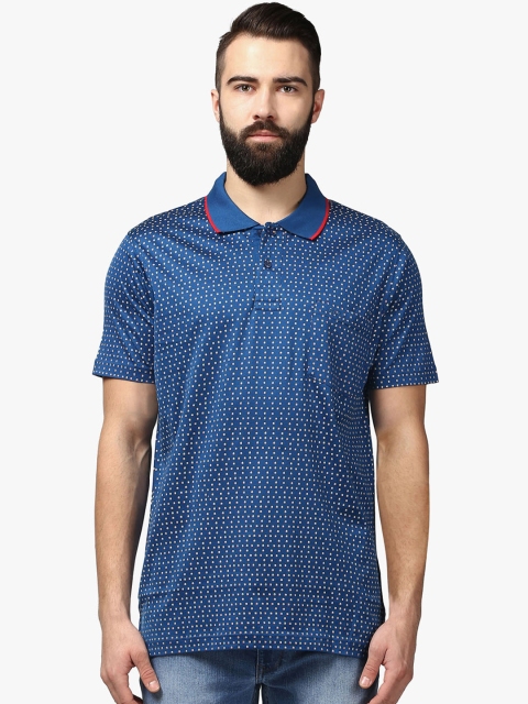 

ColorPlus Men Blue Printed Polo Collar T-shirt