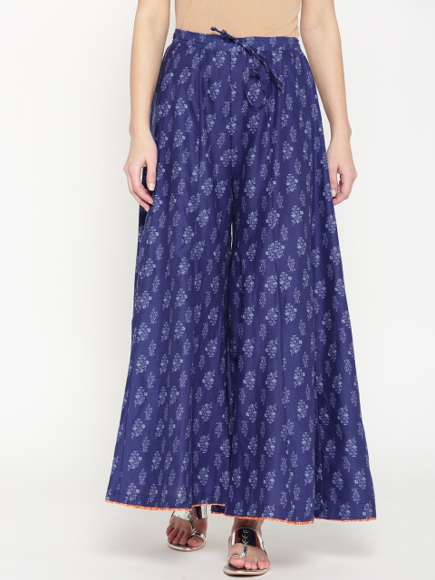 

Biba Women Navy Blue Printed Flared Palazzos