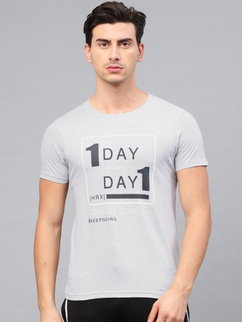

HRX by Hrithik Roshan Grey Melange Printed T-shirt