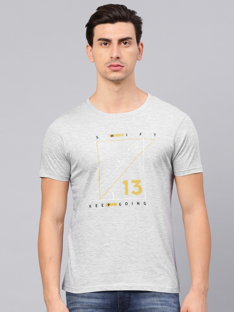 

HRX by Hrithik Roshan Men Grey Melange Printed T-shirt