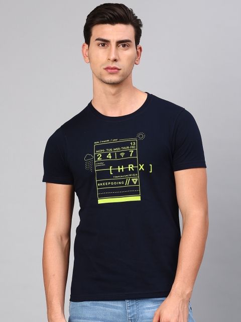 

HRX by Hrithik Roshan Men Navy Blue Printed Round Neck T-shirt