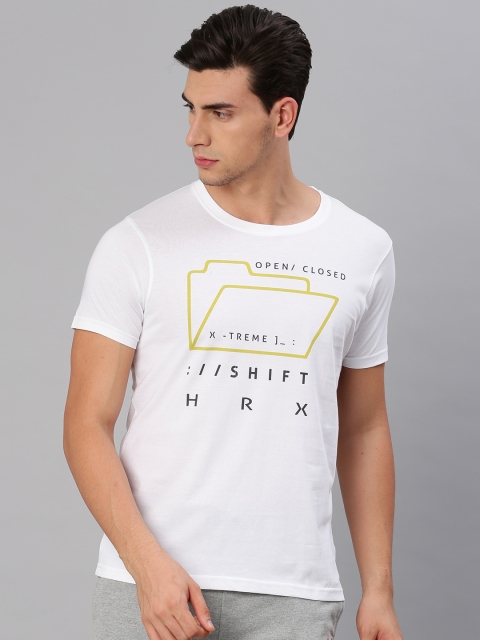 

HRX by Hrithik Roshan Men White Printed Round Neck T-shirt