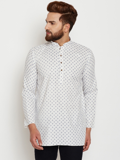 

SOJANYA Men White Printed Straight Kurta