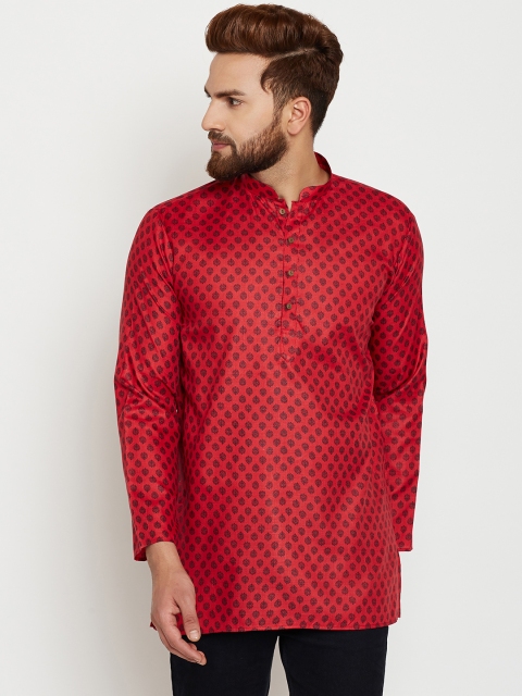 

SOJANYA Men Red Printed Straight Kurta