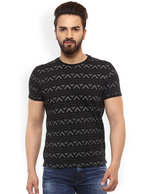 

Mufti Men Black Printed Round Neck T-Shirt